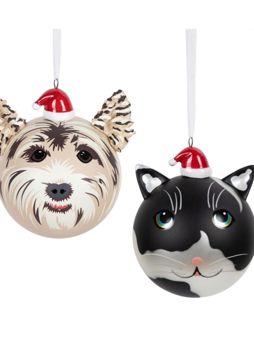 Dog Round Ball Ornament Set Of 2, New!